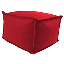 Jordan Manufacturing Outdoor Pouf Ottoman with Flange Red
