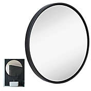 Round Framed Wall Mirror - 32" Black Circle Frame Mirror - Large Modern Antiqued