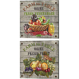 Metaverse Art Farm to Table - Fresh Vegetables & Fruit by Jean Plout 14-Inch x 14-Inch Canvas Wall Art (Set of 2)
