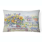 Caroline&#39;s Treasures Patio Bouquet of Flowers Canvas Fabric Decorative Pillow 12 x 16