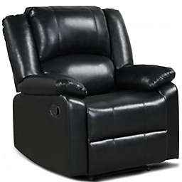 Costway Recliner Chair Lounger Single Sofa for Home Theater Seating with Footrest Armrest-Black