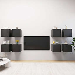 vidaXL Wall Mounted TV Cabinets 8 pcs Gray 12