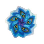 Evergreen 18" Hand Painted and Embossed Shaped Bird Bath, Peacock Feather