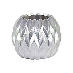 Urban Trends Ceramic Round Low Vase, Large, Matte Finish - Silver