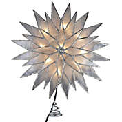 Silver Glitter Sunburst Capiz Light Up Christmas Tree Topper Holiday Decoration