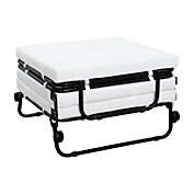HOMCOM Portable Folding Bed, Single Guest Bed Convertible Sleeper Ottoman with Wheels, Mattress for Bedroom & Office, Beige