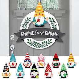 Big Dot of Happiness Holiday Gnome Sweet Gnome - Front Door Seasonal Decor - Interchangeable Wreath