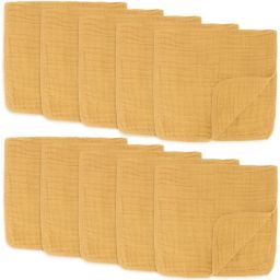 Muslin Burp Cloths 6 Pack Large 100% Cotton Hand Washcloths 6 Layers Extra Absorbent and Soft by Comfy Cubs (Turmeric, Pack of 10)