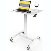 Smilegive Mobile Sit-Stand Desk Adjustable Height Laptop Desk Cart Ergonomic Table Small