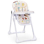 Costway Baby High Chair Folding Feeding Chair with Multiple Recline and Height Positions-Beige