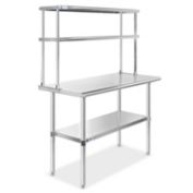 Stainless Steel Commercial Kitchen Prep Table with Double Overshelf- 30" x 48"