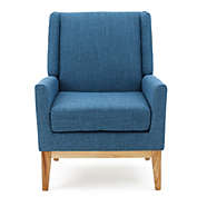 Contemporary Home Living 36.50" Muted Blue and Brown Contemporary Accent Chair with Cushion