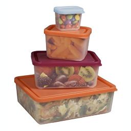 Laptop Lunches Reusable Lunch Containers - Set of 4 Microwave Safe, Meal Prep Stackable Nesting Containers, Pack Food, Snacks & Sauces in Leak Proof Compartments