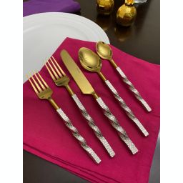 Vibhsa Designer Gold Flatware 30 Piece Place Setting (Twist Handle)