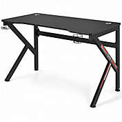 Costway 48 Inch K-shaped Gaming Desk with Cup Holder with Headphone Hook