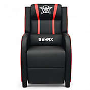 Costway-CA Massage Racing Gaming Single Recliner Chair-Red