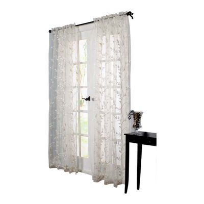 Commonwealth Habitat Venice An Embroidered Sheer Tailored Window Panel - 54x95" - White