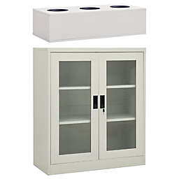 vidaXL Office Cabinet with Planter Box Light Gray 35.4