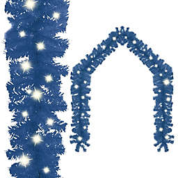 vidaXL Christmas Garland with LED Lights 33 ft Blue
