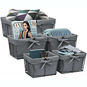 Sorbus 5 Wire Basket Set - Rustic Farmhouse Home Decorative Storage Bins with Removable Fabric Line
