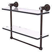 Allied Brass Carolina Crystal Collection 16 Inch Double Glass Shelf with Towel Bar