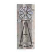 Cheungs Decorative Wood Plank With Metal Windmill Wall Decor