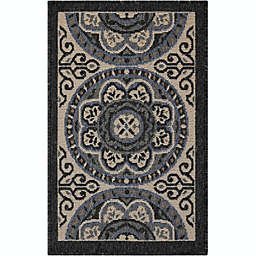 Nourison Caribbean CRB15 Ivory/Charcoal Indoor/Outdoor Area Rug 1'9