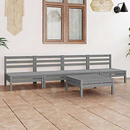 vidaXL 5 Piece Patio Lounge Set Gray Solid Pinewood