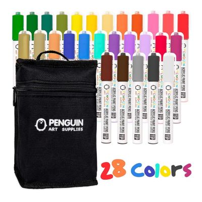 PENGUIN ART SUPPLIES 28 Dual Tip Acrylic Paint Pens  Craft Paint Markers For Painting Wood, Glass,