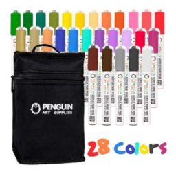 PENGUIN ART SUPPLIES 28 Dual Tip Acrylic Paint Pens  Craft Paint Markers For Painting Wood, Glass,