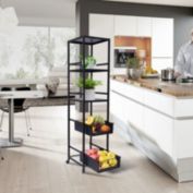 Stock Preferred 5-Tier Kitchen Mertal Wire Shelving Rack Shelf Storage in Black