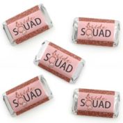 Big Dot of Happiness Bride Squad - Mini Candy Bar Wrapper Stickers - Rose Gold Bridal Shower or Bachelorette Party Small Favors - 40 Count
