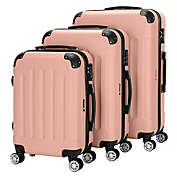 Infinity Merch 3 Pcs set Trolley Spinner Carry On Travel Luggage Bag in Rose Gold