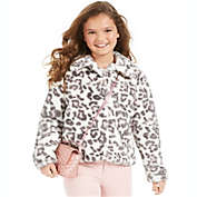 Epic Threads Big Girl&#39;s Snow Leopard Faux Fur Jacket White Size -L