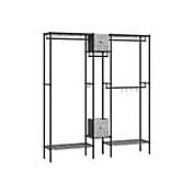SONGMICS Clothes Rack with Shelves, Garment Rack for Hanging Clothes, Heavy Duty Closet Rack, Steel Portable Closet with Fabric Storage Boxes, Adjustable Shelves, for Bedroom, Black
