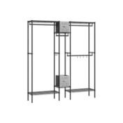 SONGMICS Clothes Rack with Shelves, Garment Rack for Hanging Clothes, Heavy Duty Closet Rack, Steel Portable Closet with Fabric Storage Boxes, Adjustable Shelves, for Bedroom, Black
