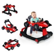 Slickblue 4-in-1 Foldable Activity Push Walker with Adjustable Height-Red