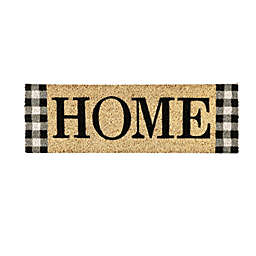 Evergreen HOME Plaid Kensington Indoor Outdoor Coir Interchangeable Doormat 9.25 x 28 Beige