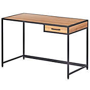 mDesign Metal & Wood Home Office Desk with Right Drawer
