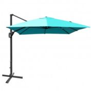 Costway 10x13ft Rectangular Cantilever Umbrella with 360° Rotation Function-Turquoise