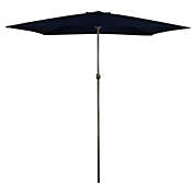 Northlight 10ft x 6.5ft Outdoor Patio Market Umbrella with Hand Crank, Navy Blue