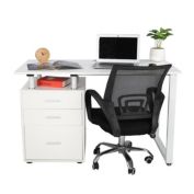 Infinity Merch Computer Desk with Three Drawers in White