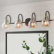ExBriteUSA ExBrite Vanity Light Fixtures 4-light Bathroom Gold Vanity Lights Glass Sconce 1404
