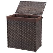 Infinity Merch Handwoven Clothes Laundry Basket with Lid in Brown