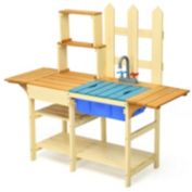 Slickblue Kid's Outdoor Wooden Pretend Cook Kitchen Playset Toy
