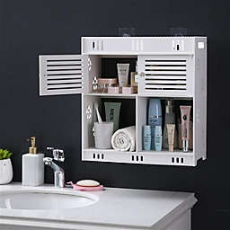 Infinity Merch Bathroom Cabinet with Three Layers and Two Doors in White