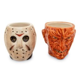 Freddy vs. Jason Faces Sculpted Ceramic Mini Mugs, Set of 2   BPA-Free Small Coffee Cups For Espresso, Caffeine, Beverage   Home & Kitchen Essentials   Horror Movie Collectible   Each Holds 4 Ounces
