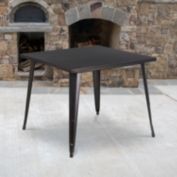 Flash Furniture Parker Commercial Grade 35.5" Square Black-Antique Gold Metal Indoor-Outdoor Table
