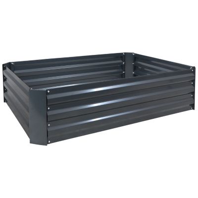 Sunnydaze Galvanized Steel Raised Garden Bed - 47-Inch Rectangle - Dark Gray