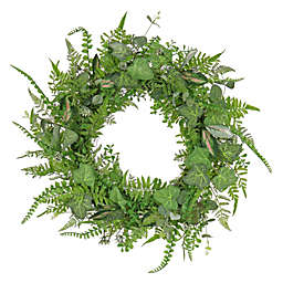 CC Christmas Decor Mixed Leaf Greenery Spring Wreath, Green 26-Inch
